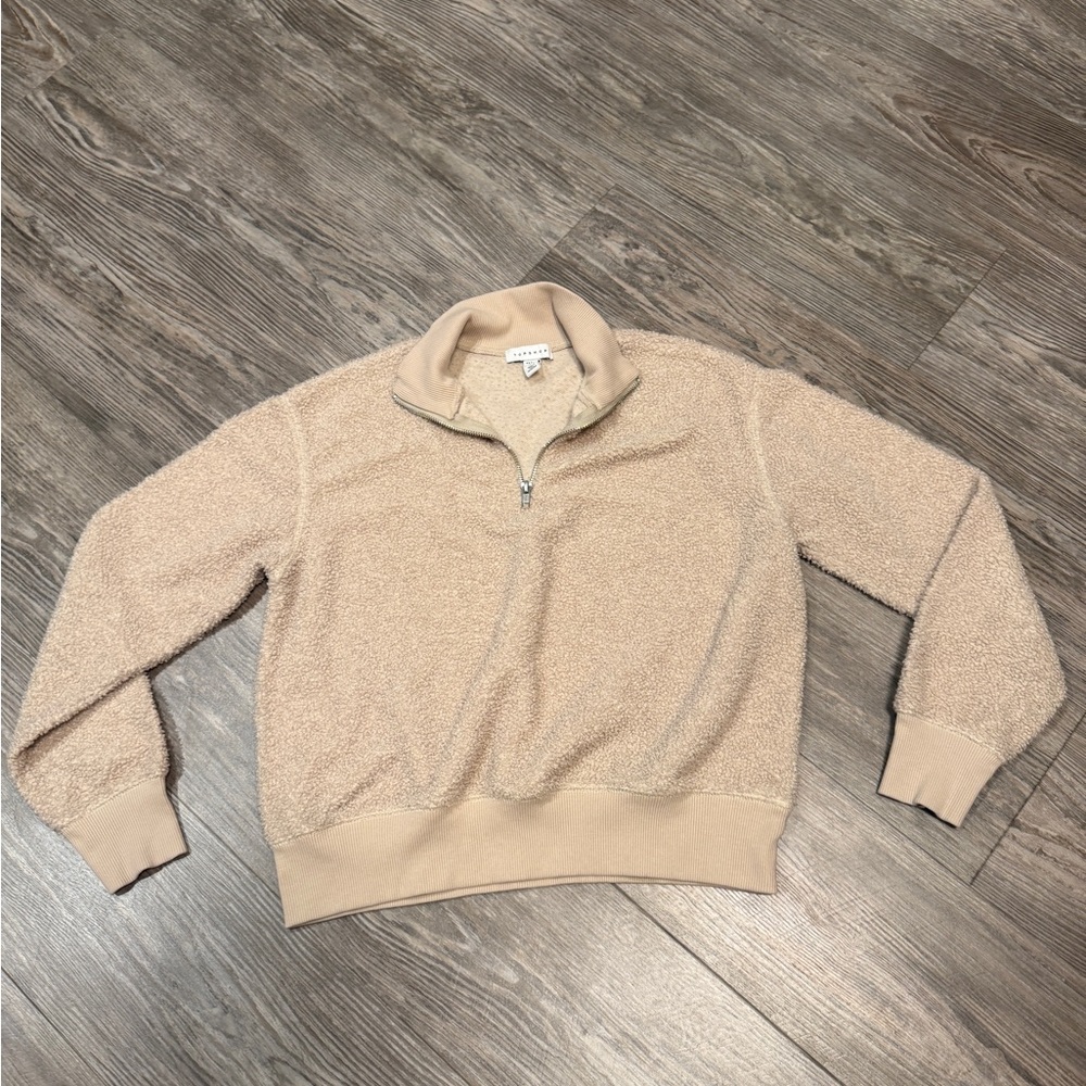 Topshop beige Quarter-Zip Sweater